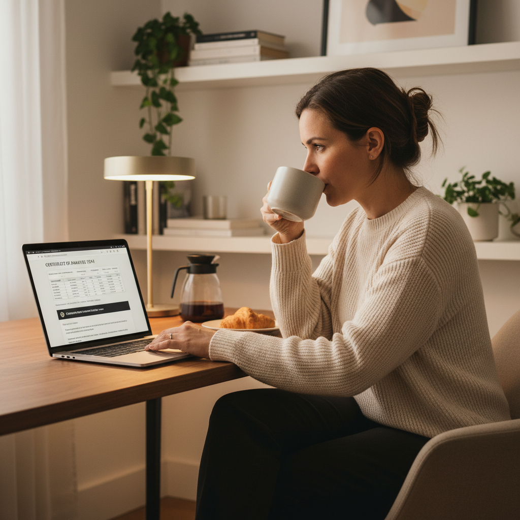 Woman researching peptide options for her wellness journey