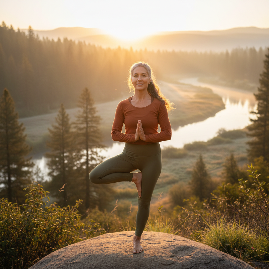 Active menopausal woman staying strong with exercise